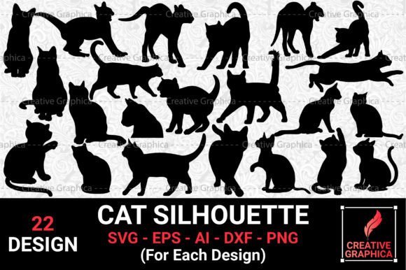 Cat Silhouette SVG Vector ClipArt Bundle: Graphics and Illustrations for Crafters