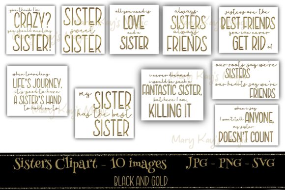 Sisters-Black and Gold Illustration Graphics for Content Creators
